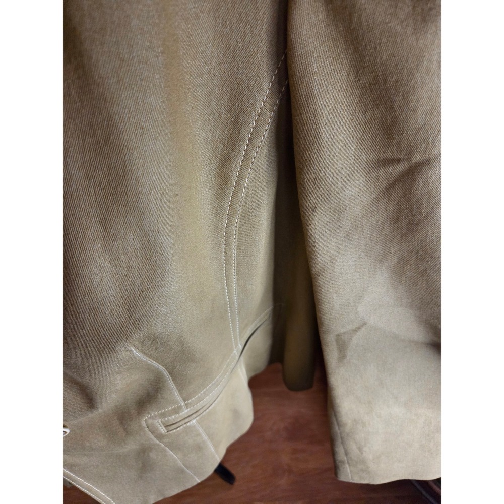 Vtg Kasper Woman Khaki Tan Contrast Stitch Blazer Jacket Plus Size 24W Tailored - Picture 6 of 15
